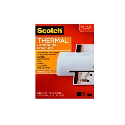 3M TP585450 Scotch Thermal Laminating Pouches 8.9in x 11.4in 50 Pouches Pack