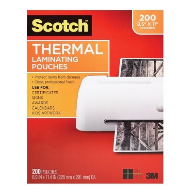 3M TP3854200 Thermal Pouches Letter Size 3 mil thick 8.9 in x 11.4 in 200 pack
