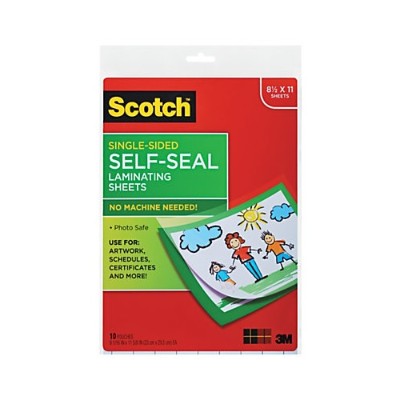 3M LS854SS10 Single Sided Laminating Sheets Letter Size 9 in x 12 in 10 pack
