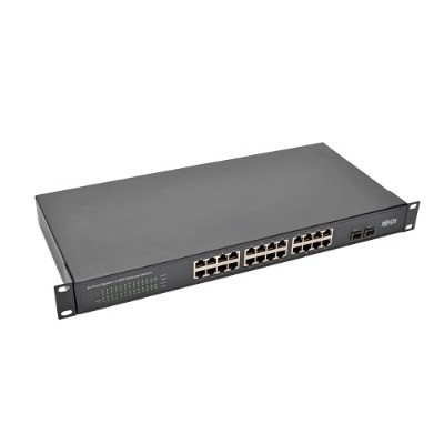 TrippLite NG24 24 Port 10 100 1000 Mbps 1U Rack Mount Desktop Gigabit Ethernet Unmanaged Switch 2 Gigabit SFP Ports Metal Housing