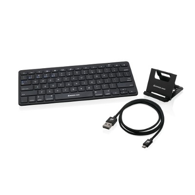 Iogear GKB632BKIT-GAMU01 Slim Mobile Keyboard with Stand and Reversible Micro USB Cable Iogear GKB632BKIT-GAMU01 Slim Mobile Keyboard with Stand and Reversible Micro USB Cable