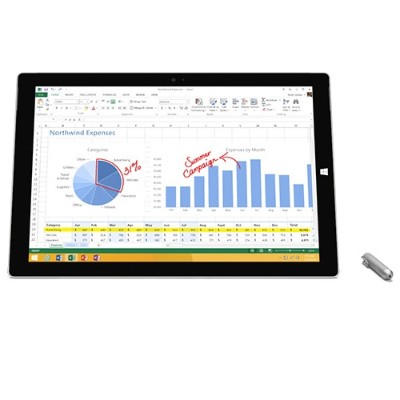 Microsoft MSFT QG2 00021 Surface Pro 3 Intel Core i5 4300U Dual Core 1.90GHz Tablet 8GB RAM 256GB SSD 12 ClearType Full HD Plus Touch 802.11ac Bluetooth