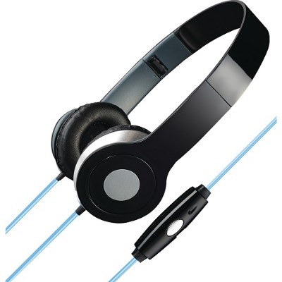 Digital Products International IAHL75B Stereo Designer Headphones with Microphone & Glowing Cable (Black) Digital Products International IAHL75B Stereo Designer Headphones with Microphone & Glowing Cable (Black)