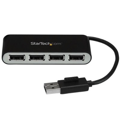 StarTech.com ST4200MINI2 4 Port USB Hub with Built in Cable 4 Port Portable USB 2.0 Hub Compact Mini USB Hub Bus Powered