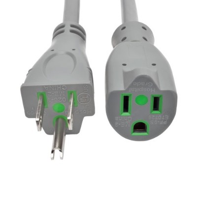 TrippLite P022-015-GY-HG 15ft Hospital Medical Power Extension Cord 5-15P 5-15R 13A Gray TrippLite P022-015-GY-HG 15ft Hospital Medical Power Extension Cord 5-15P 5-15R 13A Gray
