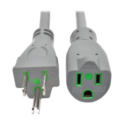 TrippLite P024-015-GY-HG 15ft Hospital-Grade Power Extension Cord 15A 14 AWG (NEMA 5-15P HG to NEMA 5-15R HG) - Gray TrippLite P024-015-GY-HG 15ft Hospital-Grade Power Extension Cord 15A 14 AWG (NEMA 5-15P HG to NEMA 5-15R HG) - Gray