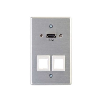 Cables To Go 60160 HDMI Pass through Single Gang Wall Plate with Two Keystones - Aluminum Cables To Go 60160 HDMI Pass through Single Gang Wall Plate with Two Keystones - Aluminum