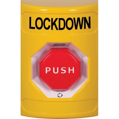Safety Technology International SS2209LD EN Yellow No Cover Turn to Reset Illuminated Stopper Station with LOCKDOWN Label English