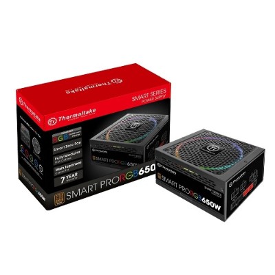 ThermalTake PS-SPR-0650FPCBUS-R Smart Pro RGB 650W Zero Fan 80 PLUS BRONZE Full Modular Power Supply ThermalTake PS-SPR-0650FPCBUS-R Smart Pro RGB 650W Zero Fan 80 PLUS BRONZE Full Modular Power Supply