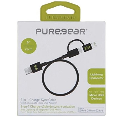 PureGear 12230VRP 2-in-1 Charge & Sync Cable with Lightning to Micro USB Adapter PureGear 12230VRP 2-in-1 Charge & Sync Cable with Lightning to Micro USB Adapter