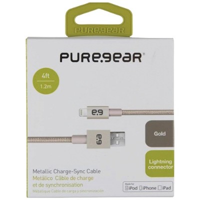 PureGear 99391VRP 4ft Charge & Sync Lightning to USB Metallic Braided Rope Cable - Gold PureGear 99391VRP 4ft Charge & Sync Lightning to USB Metallic Braided Rope Cable - Gold