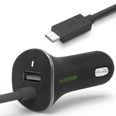 PureGear 61298PG Car Charger with USB-C Connector and USB Port - 24W PureGear 61298PG Car Charger with USB-C Connector and USB Port - 24W