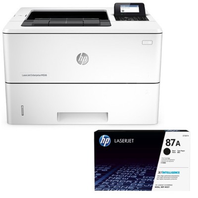 HP Inc. F2A71A 201 Bundle LaserJet Enterprise M506dh Printer 87A Black LaserJet Toner Cartridge