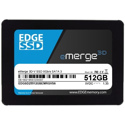 Edge Memory PE252311 512GB 2.5 eMerge 3D-V SSD - SATA 6Gb/s Edge Memory PE252311 512GB 2.5 eMerge 3D-V SSD - SATA 6Gb/s