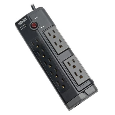 TrippLite TLP906RTEL 9-Outlet Surge Protector with 4 Rotating Outlets 6 ft. Cord 2160 Joules Tel/DSL/Fax Protection Black TrippLite TLP906RTEL 9-Outlet Surge Protector with 4 Rotating Outlets 6 ft. Cord 2160 Joules Tel/DSL/Fax Protection Black