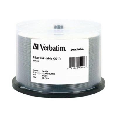 Verbatim 94904 DataLifePlus 50 x CD R 700 MB 80min 52x white ink jet printable surface spindle