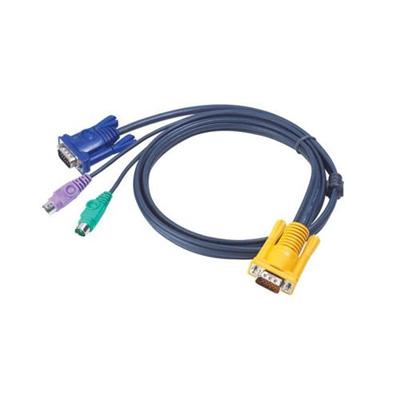 Aten Technology 2l5203p Keyboard / Video / Mouse (kvm) Cable - Db-15 (m) - 6 Pin Ps/2  Hd-15 (m) - 10 Ft - For Kvm On The Net Cs1708  Cs1716  Masterview Acs-120