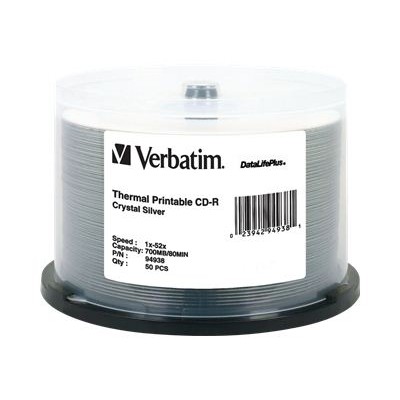 Verbatim 94938 DataLifePlus Crystal 50 x CD R 700 MB 80min 52x thermal transfer printable surface spindle storage media