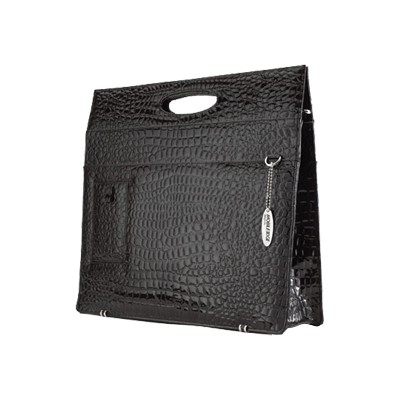 Black Faux-Croc Briefcase - notebook carrying case