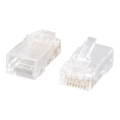 Cables To Go 27575 RJ45 Cat5E Modular Plug with Load Bar for Round Solid Stranded Cable Network connector RJ 45 M CAT 5e clear pack of 100