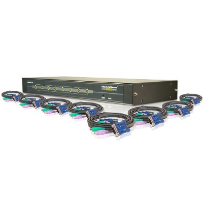 IOGEAR MiniView PS/2 KVM Switch GCS78KIT - KVM switch - PS/2 - 8 x KVM port(s) - 1 local user - rack-mountable