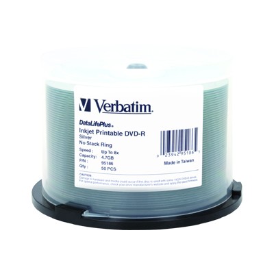 Verbatim 95186 8X DVD-R 4.7GB DataLifePlus Storage Media 50 Pack - Spindle Verbatim 95186 8X DVD-R 4.7GB DataLifePlus Storage Media 50 Pack - Spindle