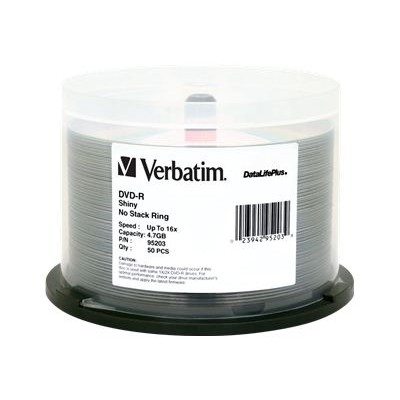 Verbatim 95203 DataLifePlus 50 x DVD R 4.7 GB 16x shiny silver spindle