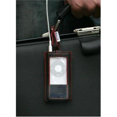 A luggage-tag style leather case with a transparent vinyl sheet. Includes TUNEFILM.