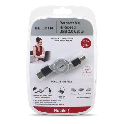 2.6-foot Retractable Hi-Speed USB 2.0 A/B Cable