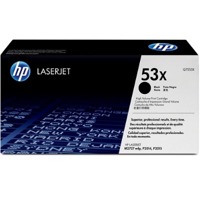HP Inc. Q7553X 53X High Yield black original LaserJet toner cartridge Q7553X for LaserJet M2727nf MFP M2727nfs MFP P2014 P2014n P2015 P2015d