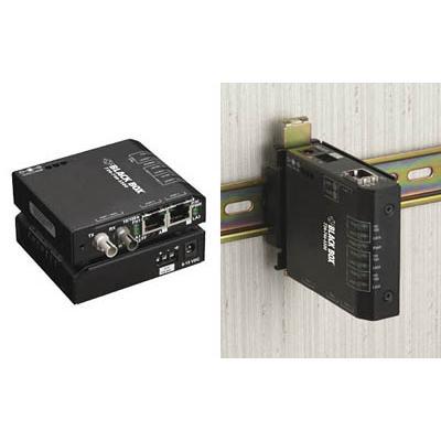 Black Box LBH100A H ST Hardened Media Converter Switch 100 240 VAC Fiber media converter Ethernet Fast Ethernet 10Base T fiber optic 100Base TX RJ 45