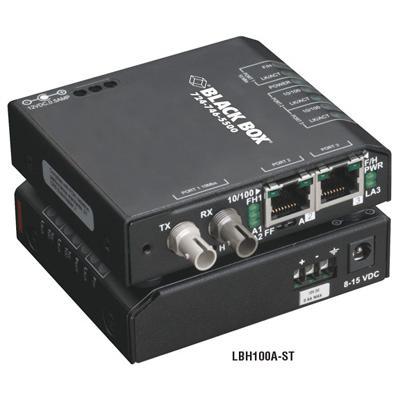 Black Box LBH100A-ST Media Converter Switch 10/100-Mbps Copper to 100-Mbps Fiber 115-VAC Multimode ST - Fiber media converter - Ethernet Fast Ethernet - 10B Black Box LBH100A-ST Media Converter Switch 10/100-Mbps Copper to 100-Mbps Fiber 115-VAC Multimode ST - Fiber media converter - Ethernet Fast Ethernet - 10B