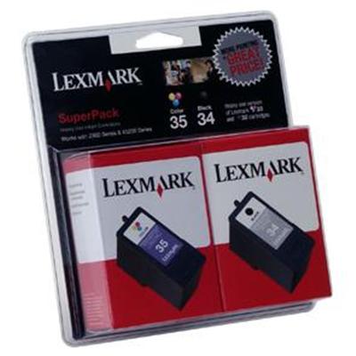 Lexmark 18C0535 Twin Pack 34 and 35 2 pack black color cyan magenta yellow original ink cartridge for P43XX 6350 915 X25XX 3530 4530 50XX