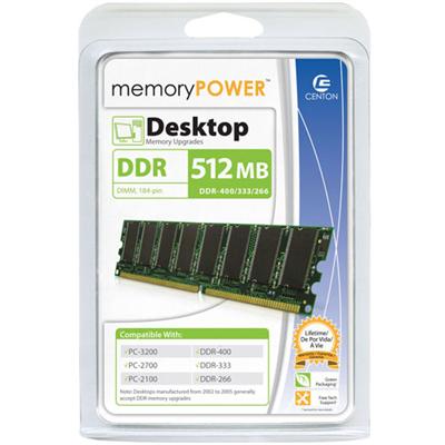 Centon memoryPOWER - Memory - 512 MB - DIMM 184-pin - DDR - 400 MHz / PC3200 - CL3 - 2.6 V - unbuffered - non-ECC
