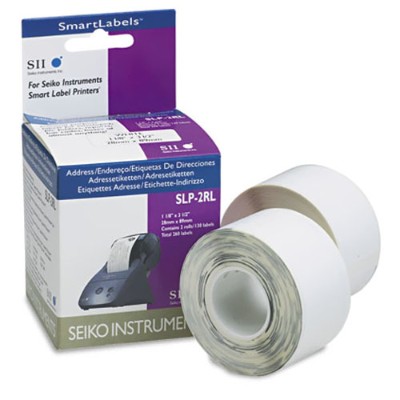 Seiko SLP 2RL Instruments Address labels 1.1 in x 3.5 in 260 pcs. 2 roll s x 130 for Smart Label Printer 620 650SE