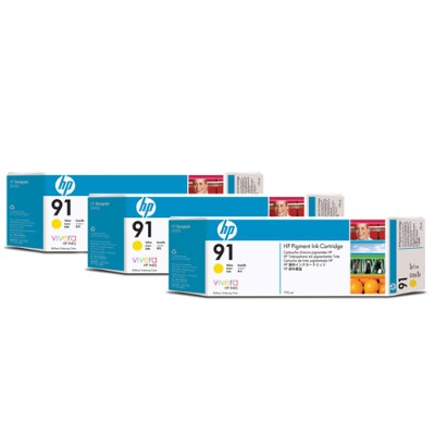 HP Inc. C9485A 91 3 ink Multipack 3 pack 775 ml yellow original ink cartridge for DesignJet Z6100 Z6100ps