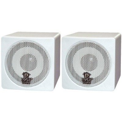 Pyle Pcb3wt 3'' 100 Watt White Mini Cube Bookshelf Speaker In White - Pair