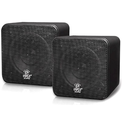 Pyle PCB4BK 4'' 200 Watt Black Mini Cube Bookshelf Speaker In Black - Pair Pyle PCB4BK 4'' 200 Watt Black Mini Cube Bookshelf Speaker In Black - Pair