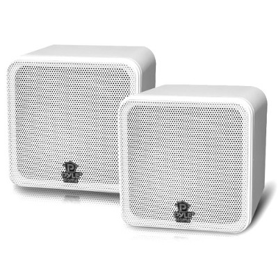 Pyle PCB4WT 4'' 200 Watt White Mini Cube Bookshelf Speaker In White - Pair Pyle PCB4WT 4'' 200 Watt White Mini Cube Bookshelf Speaker In White - Pair
