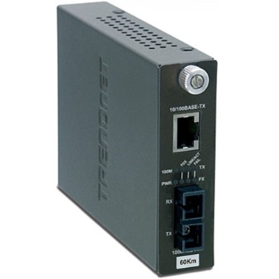 TRENDnet TFC 110S60I TFC 110S60i Fiber media converter Ethernet Fast Ethernet 10Base T 100Base FX 100Base TX SC single mode RJ 45 up to 37.3 mile
