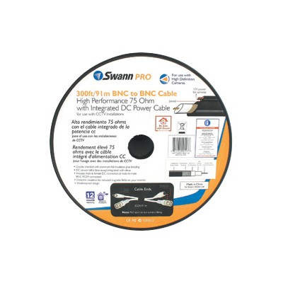 Power/video cable - BNC DC jack (M) - BNC DC jack - 300 ft - double shielded - white