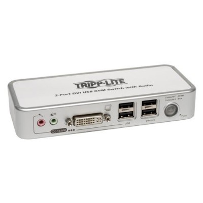 TrippLite B004 DUA2 K R 2 Port DVI USB KVM Switch w Audio and Cables