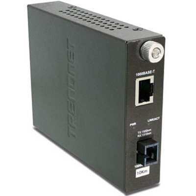 TRENDnet TFC 1000S10D3 TFC 1000S10D3 Fiber media converter Gigabit Ethernet 1000Base LX 1000Base T RJ 45 SC single mode up to 6.2 miles 1310 TX