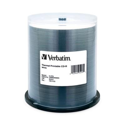 Verbatim 95253 100 x CD R 80min 52x white thermal transfer printable surface photo printable surface spindle