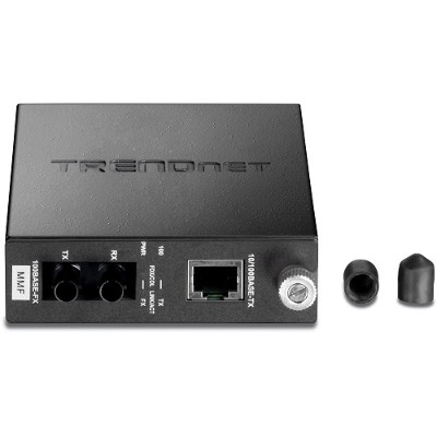TRENDnet TFC 110MST TFC 110 MST Fiber media converter Fast Ethernet 10Base T 100Base FX 100Base TX ST multi mode RJ 45 up to 1.2 miles
