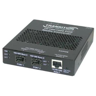 Transition SGPOE1013 100 Stand Alone Power over Ethernet PSE Media converter 10Base T 1000Base SX 100Base TX 1000Base T RJ 45 SC multi mode externa