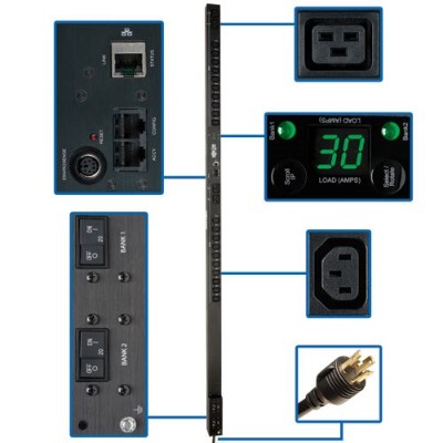 TrippLite PDUMV30HVNET PDU Metered Vertical 5/5.8kW 208/240V 30A (20 C13 & 4 C19) L6-30P 10ft Cord 0URM TAA GSA TrippLite PDUMV30HVNET PDU Metered Vertical 5/5.8kW 208/240V 30A (20 C13 & 4 C19) L6-30P 10ft Cord 0URM TAA GSA