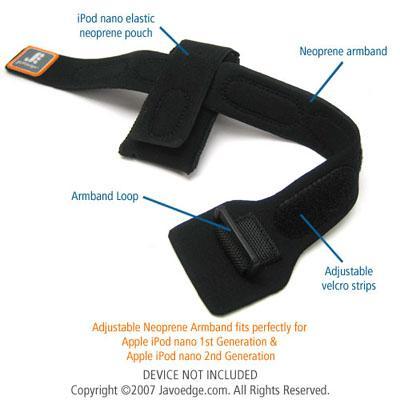 Neoprene Sports Armband and Pouch Case for Apple iPod nano 1GB/ 2GB/ 4GB / 8GB - Orange Stitching