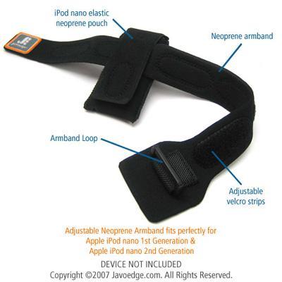 Neoprene Sports Armband and Pouch Case for Apple iPod nano 1GB/ 2GB/ 4GB/ 8GB - Grey Stitching
