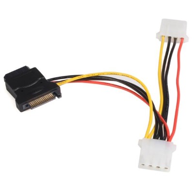 StarTech.com LP4SATAFM2L SATA to LP4 Power Cable Adapter with 2 Additional LP4 Power adapter 4 pin internal power F to SATA power M 5.9 in black f